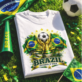 Camiseta Aficionado del Fútbol Brasil Fanático del Fútbol B