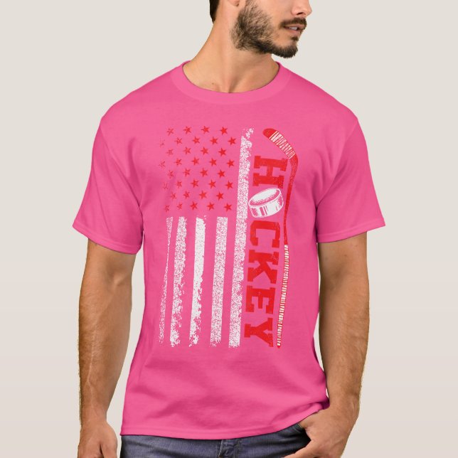 Camiseta Aficionados de Hockey sobre Hielo Patriótico Ameri (Anverso)