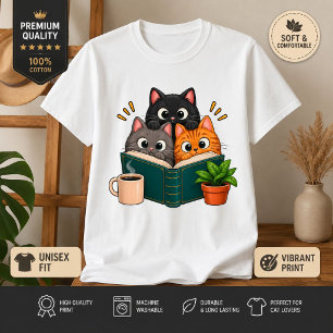 Camiseta Aficionados del Libro de Gatos Leyendo Gatos amant