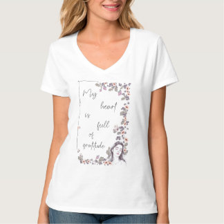 Camiseta Afirmación de Gratitud. Mentalidad Positiva Floral