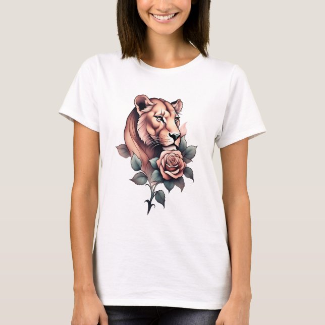 Camiseta Afirmada por la belleza: Leona y Rosa Tee (Anverso)