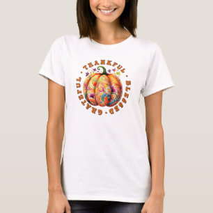 Camiseta Afortunada, bendecida calabaza floral