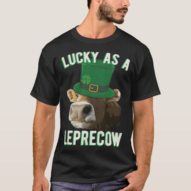 Camiseta Afortunada Como Una Cuesta De Vaca, Leprechaun Mas (Anverso)