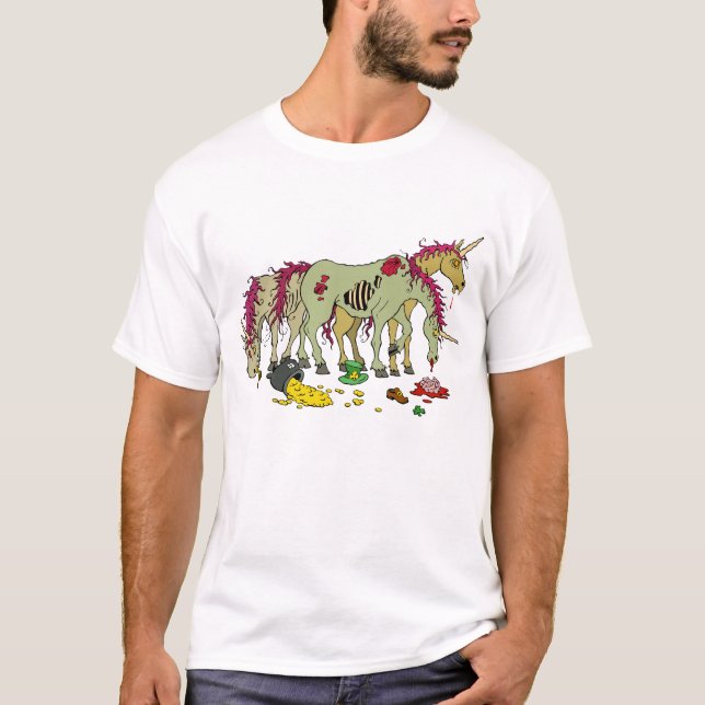 Camiseta afortunada de los zombis del unicornio (Anverso)