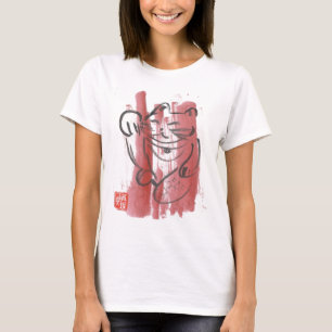 Camiseta afortunada rosada del bebé del gato