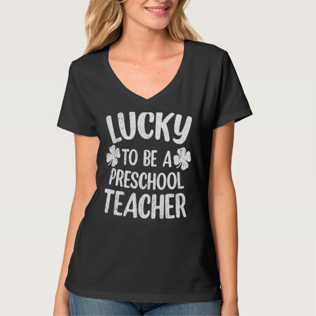Camiseta Afortunado De Ser Profesor De Preescolar Día De Sa (Anverso)