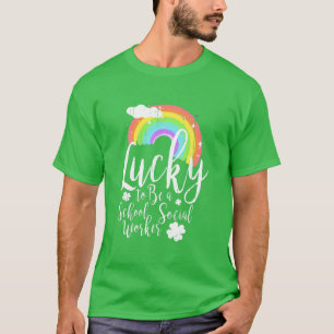 Camiseta Afortunado de ser trabajador social escolar St Pat
