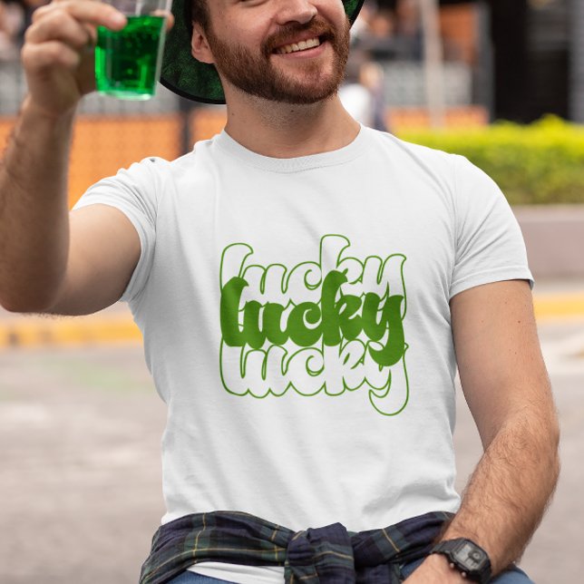 Camiseta Afortunado Día de San Patricio, retro de los 70 (Subido por el creador)