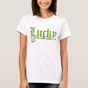 Camiseta Afortunado en amor con una ingeniero de infanteria