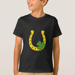 Camiseta Afortunado Horseheno de Oro con Shamrock en negro