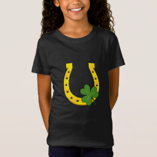 Camiseta Afortunado Horseheno de Oro con Shamrock en negro