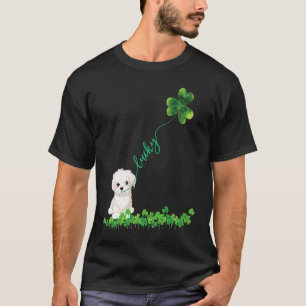 Camiseta Afortunado perro maltés Shamrock St Patrick's Day