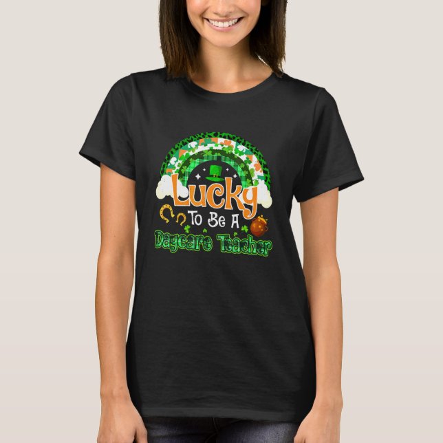 Camiseta Afortunado Por Ser Profesor De Guardería Shamrock  (Anverso)
