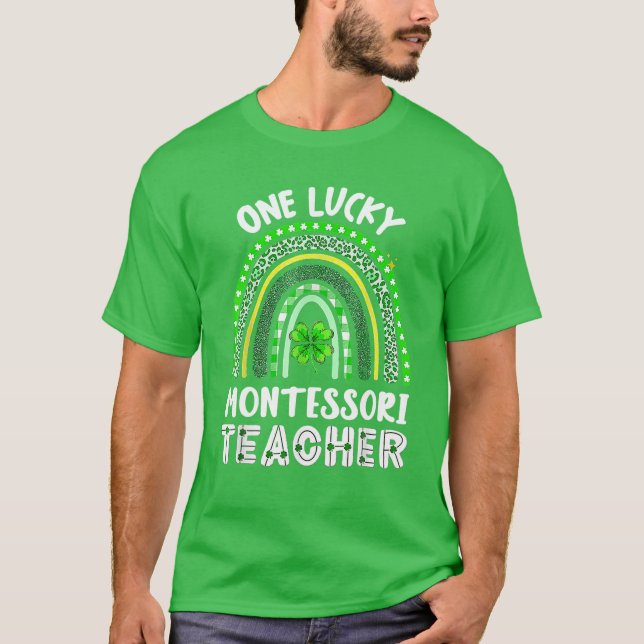 Camiseta Afortunado profesor Montessori Rainbow St Patrick (Anverso)