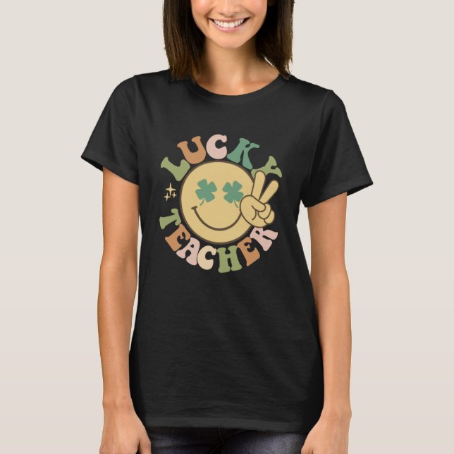 Camiseta Afortunado profesor St Patricks Day Retro Sonrient (Anverso)
