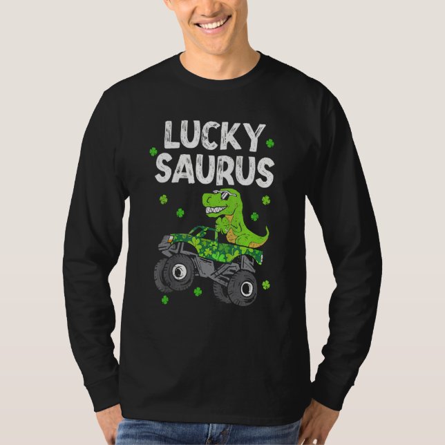 Camiseta Afortunado Saurus Rex Monster Truck St Patricks Da (Anverso)