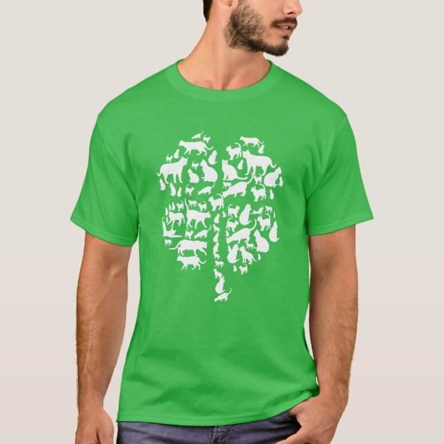 Camiseta Afortunado Shamrock Clover Cat Lover St. Pat (Anverso)