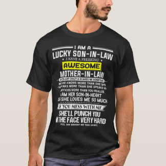 Camiseta Afortunado yerno, tengo una madre increíble.