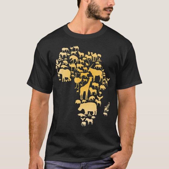 Camiseta Africa Animal Map Silhouette African (Anverso)