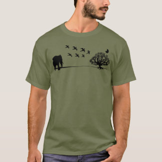 Camiseta África: Aves elefantes y el paisaje del África arb