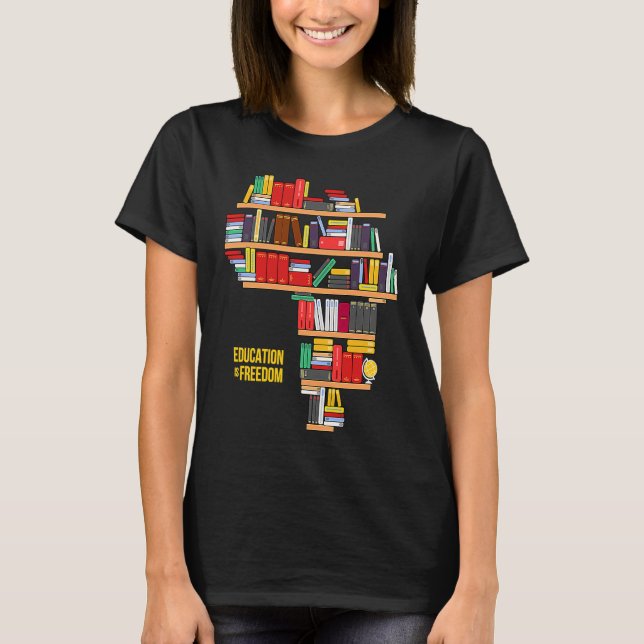 Camiseta Africa Education Is Freedom Library Book (Anverso)