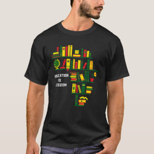 Camiseta Africa Education Is Freedom Library Book Black Hi