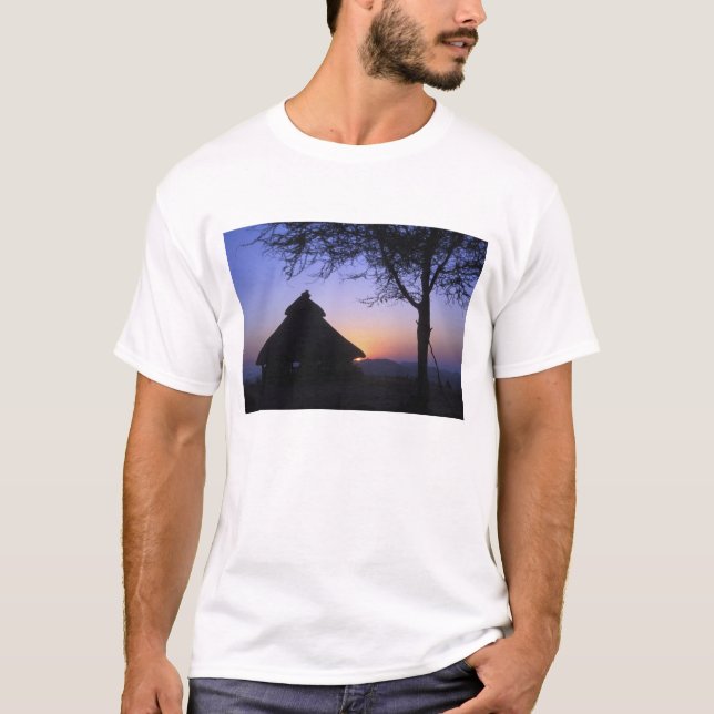 Camiseta África, Etiopía, región del río Omo, puesta del so (Anverso)