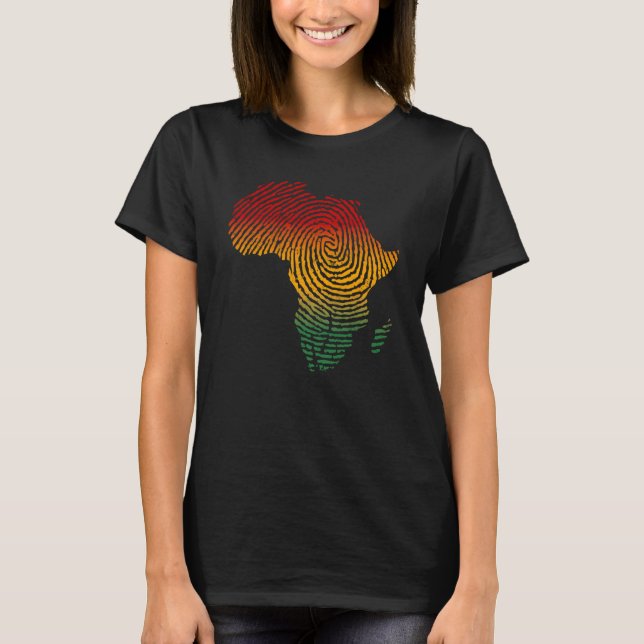 Camiseta Africa Fingerprint African Flag Black Pride DNA Af (Anverso)
