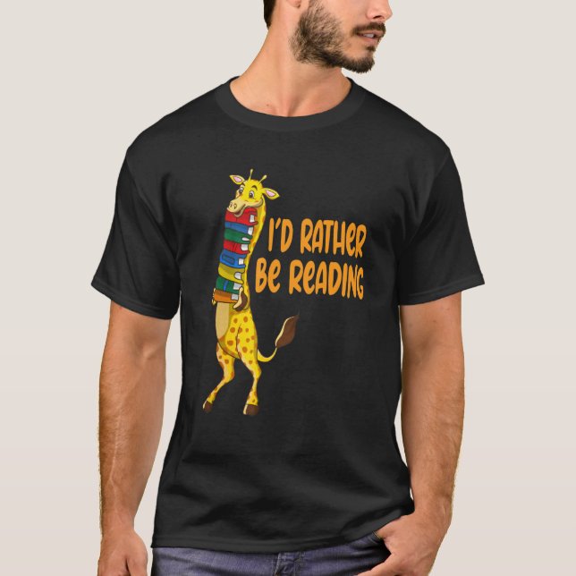 Camiseta Africa Giraffes A Stack Reading Books (Anverso)