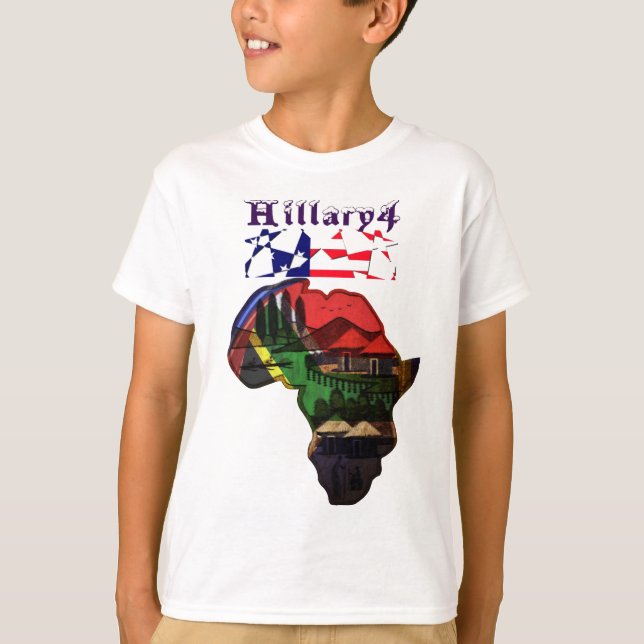 Camiseta Africa Hillary USA para Presidente más fuerte junt (Anverso)