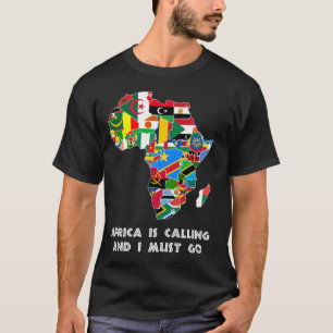 Camiseta África llama a mapas continentales y banderas de p