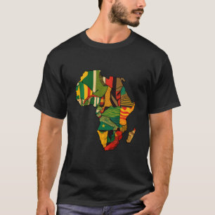 Camiseta Africa Map African Kente Cloth Print Junetdecime