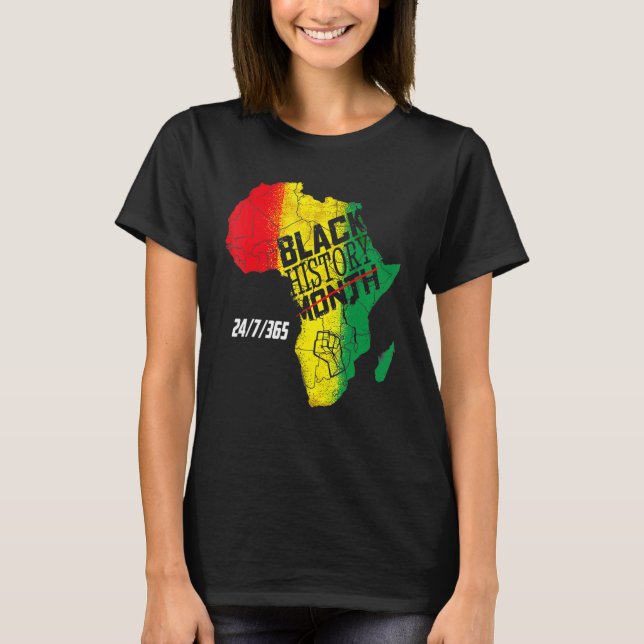 Camiseta Africa Map Black History Month BLM Melanin Pride P (Anverso)