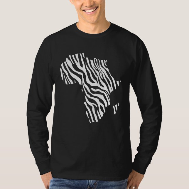 Camiseta Africa Map Filled With Zebra White Stripes Print P (Anverso)