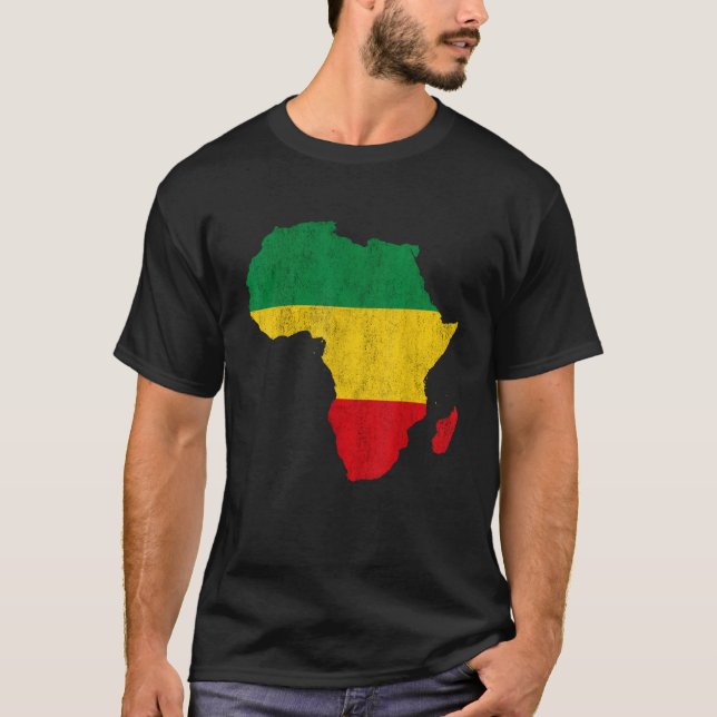 Camiseta Africa Map Green Yellow Red Orgullo orgullo Reggae (Anverso)