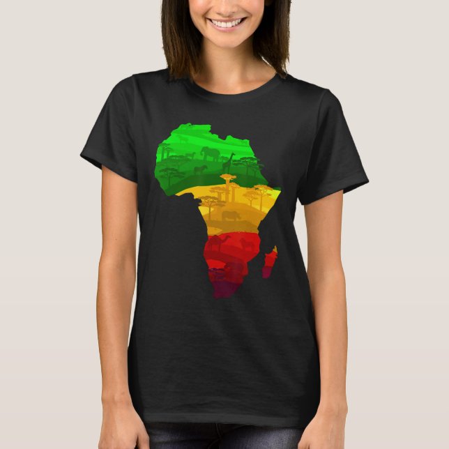 Camiseta Africa Map Green Yellow Red Orgulloso Orgullo Afri (Anverso)