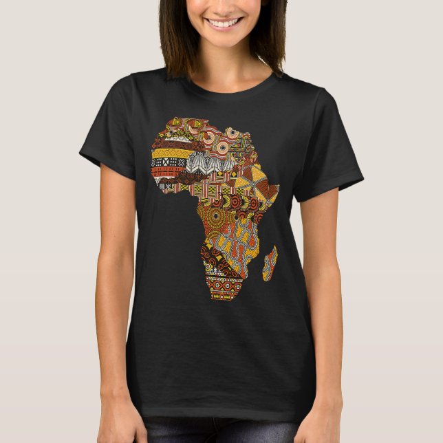 Camiseta Africa Map Kente Cloth Black History Mono Afro Af (Anverso)