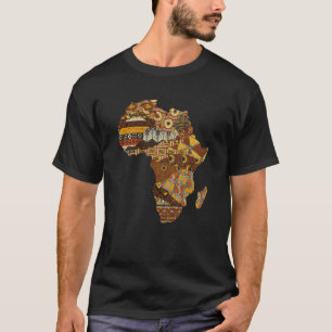 Camiseta Africa Map Kente Cloth Black History Mono Afro Af