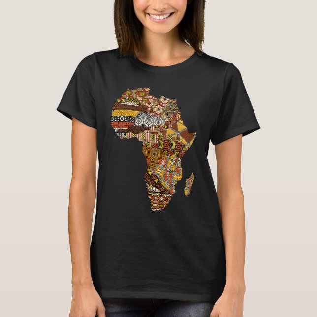 Camiseta Africa Map Kente Cloth Black History Mono Afro Af (Anverso)