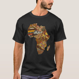 Camiseta Africa Map Kente Cloth Black History Mono Afro Af