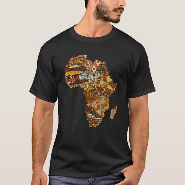 Camiseta Africa Map Kente Cloth Black History Mono Afro Af (Anverso)