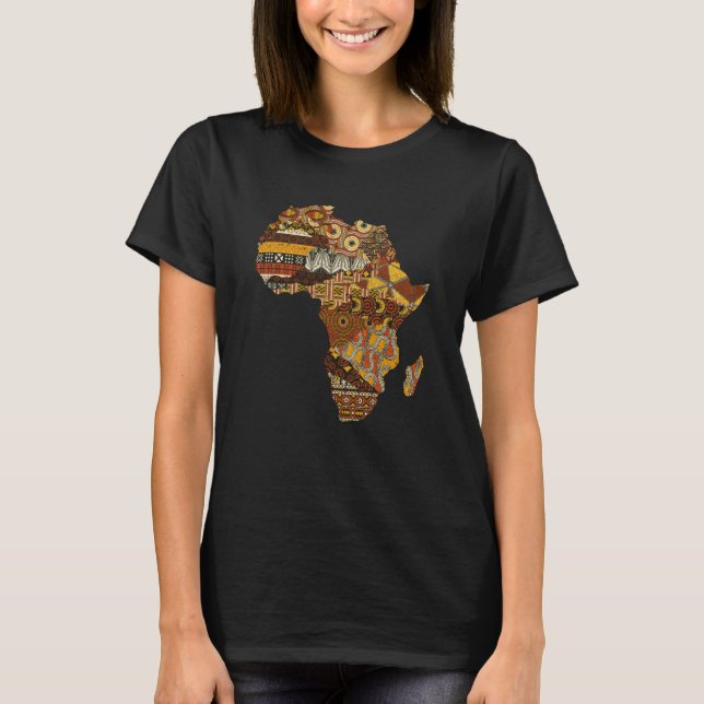 Camiseta Africa Map Kente Cloth Black History Mono Afro Af (Anverso)