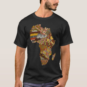 Camiseta Africa Map Kente Cloth Black History Mono Afro Af