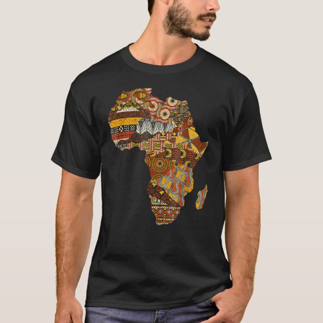 Camiseta Africa Map Kente Cloth Black History Mono Afro Af (Anverso)