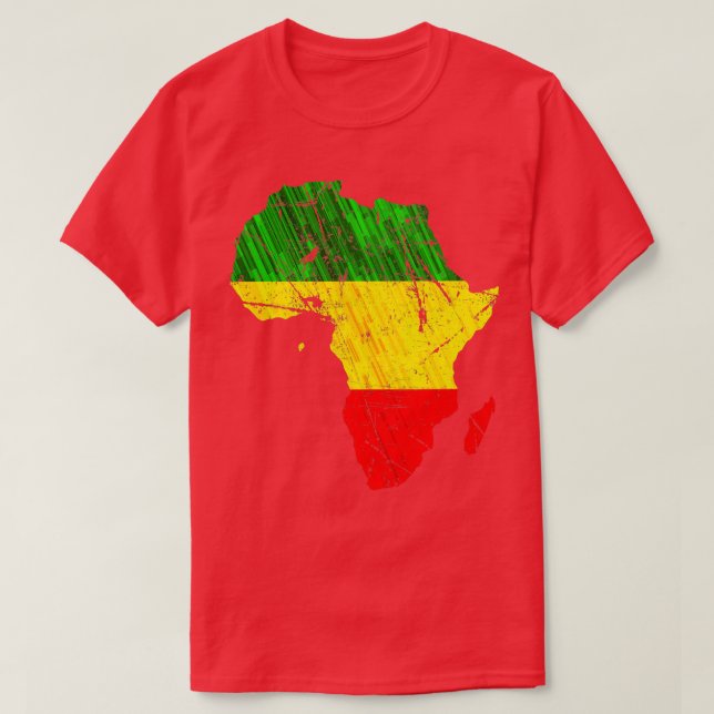 Camiseta Africa Map Reggae Rasta imprime Green Yellow Red A (Diseño del anverso)