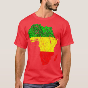 Camiseta Africa Map Reggae Rasta imprime Green Yellow Red A
