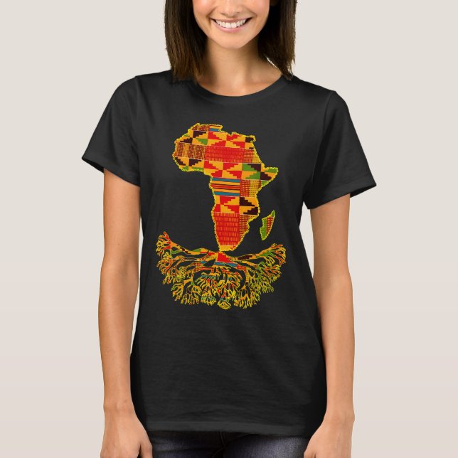 Camiseta Africa Map Traditional Kente Cloth African Roots C (Anverso)