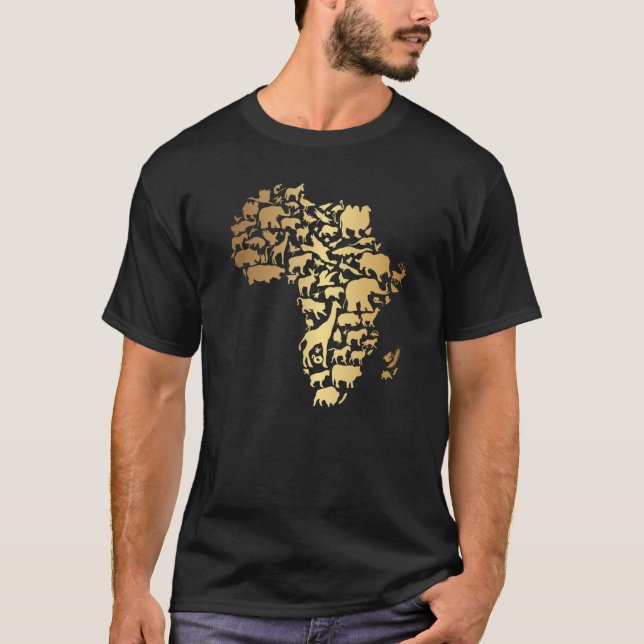 Camiseta Africa Map with Animals African Continent Melanin (Anverso)