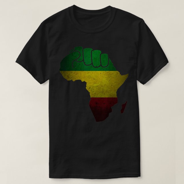 Camiseta África: Mapa África del Poder Negro levantado como (Diseño del anverso)