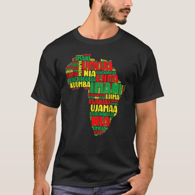 Camiseta África Mapa de siete principios Mujeres afroameric (Anverso)